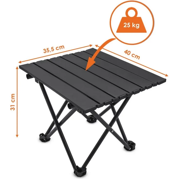 Spetebo Campingtisch Klapptisch schwarz mit Tragetasche - mit einrollbarer Tischplatte (Anzahl, 1-St, Stück), platzsparend verstaubar