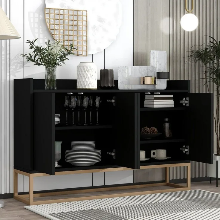 PXloue Sideboard kommode Highboard, mit 4 Türen, Kommode Landhaus, Anrichte, Buffet, B 120cm