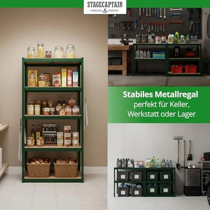 Stagecaptain Schwerlastregal Lagerregal - 5 variabel montierbare Böden - auch als Werkbank umbaubar, Tragkraft pro Boden: 175 kg, gesamt 875 kg – Bild 4