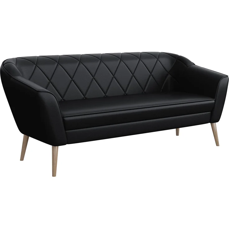 MEBLINI Sofa GISELA 3-Sitzer - Schwarz Kunstleder - für Wohnzimmer - Mini Lounge für drei Personen - Küchensofa - Sofa Klein – Bild 1