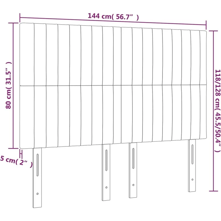 vidaXL Kopfteile 4 Stk. Hellgrau 72x5x78/88 cm Stoff 3116568 – Bild 8