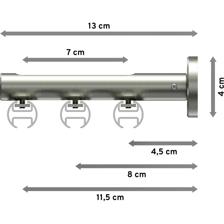Innenlauf-Gardinenstangen-Set Siteno Mavell 540 cm (geteilt in 3 x 180 cm), 3-läufig, 20 mm Ø Edelstahl-Optik – Bild 2