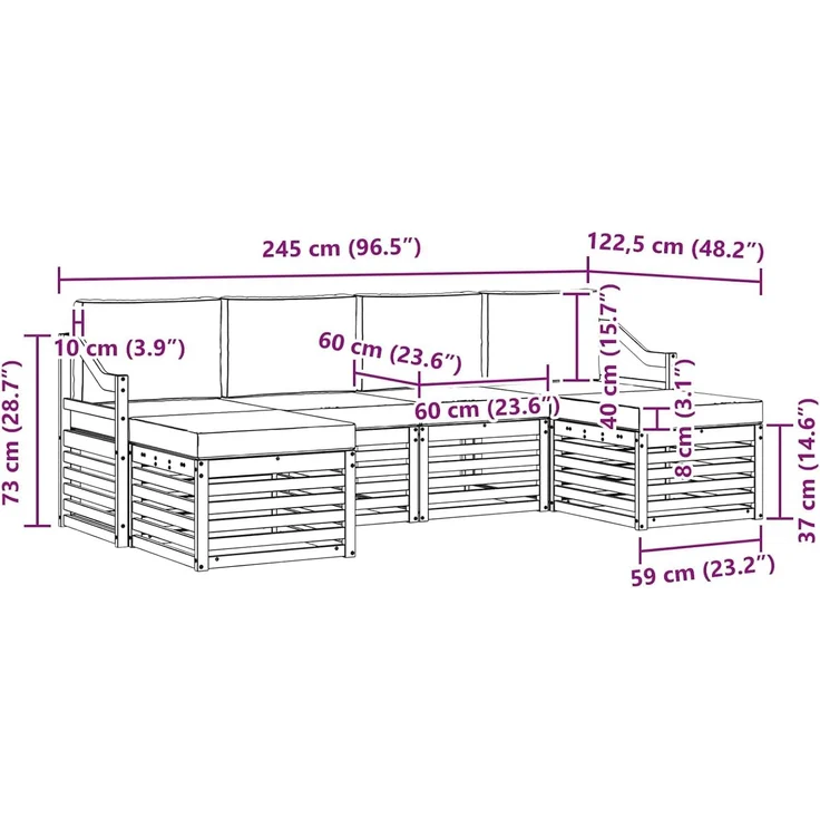 vidaXL Outdoor-Sofagarnitur 6 stk. 6-Sitzer Natur und Anthrazit 3384698 – Bild 3