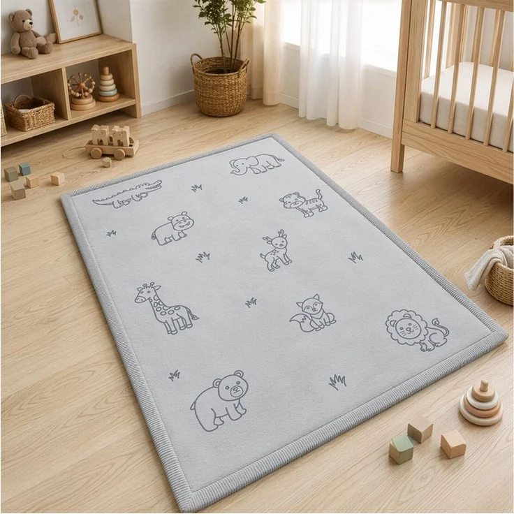 Sanosoft Kinderteppich Sanosoft samtweicher und kuscheliger Krabbelteppich "Zoo" 120x170cm, Höhe: 30 mm, Öko-Tex 100 – Bild 2