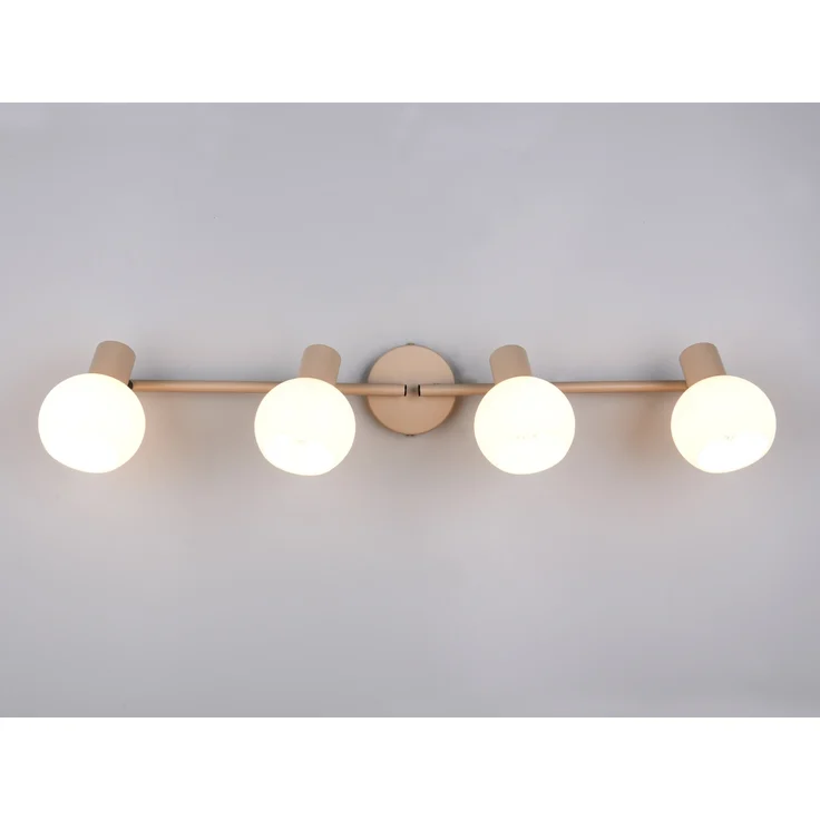 LED Deckenstrahler 4-flammig aus Metall in Beige mit Glasschirmen, Breite 70cm – Bild 4