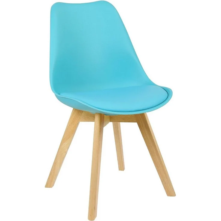 WOLTU Esszimmerstühle 8er Set, Skandinavische Küchenstühle, Wohnzimmerstuhl, Retro Design, Sitzfläche aus Kunstleder, Polsterstuhl Lehnstuhl,Massivholz Beine, Blau EZS69bl-8 – Bild 3