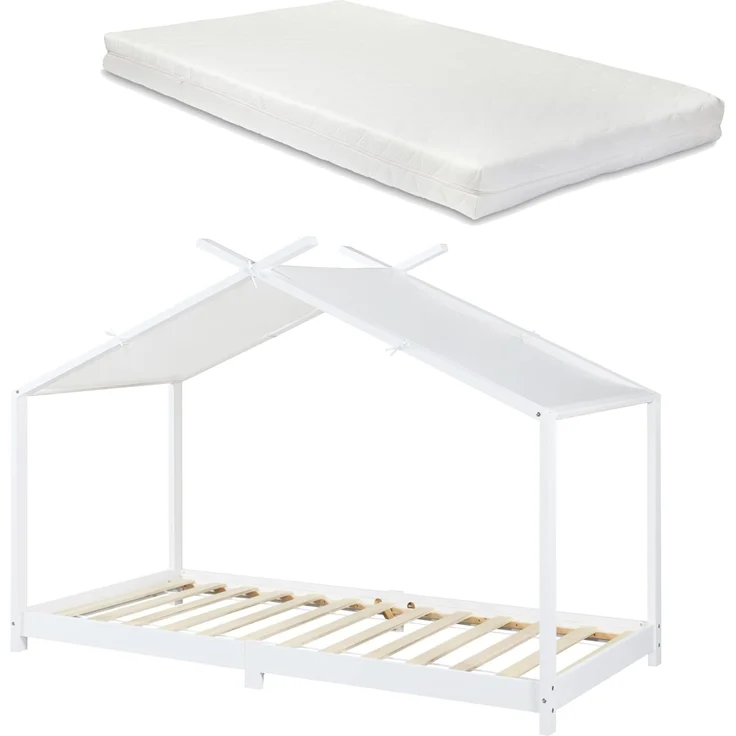 Kinderbett Brome mit Matratze 90x200 cm Weiß [en. casa] – Bild 1