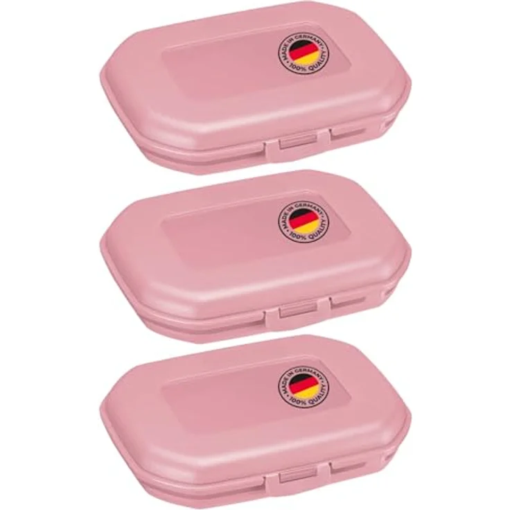 Westmark 3 Brotdosen/Snackboxen -Mini- 300 ml, mit Klick-Verschluss, Höhe: je ca. 3,7 cm, Kunststoff, Rosa, 235122EP – Bild 1