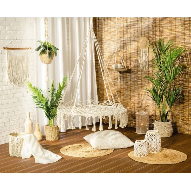 Hängesessel Fey natur mit Holzperlen und Fransen – Bild 2