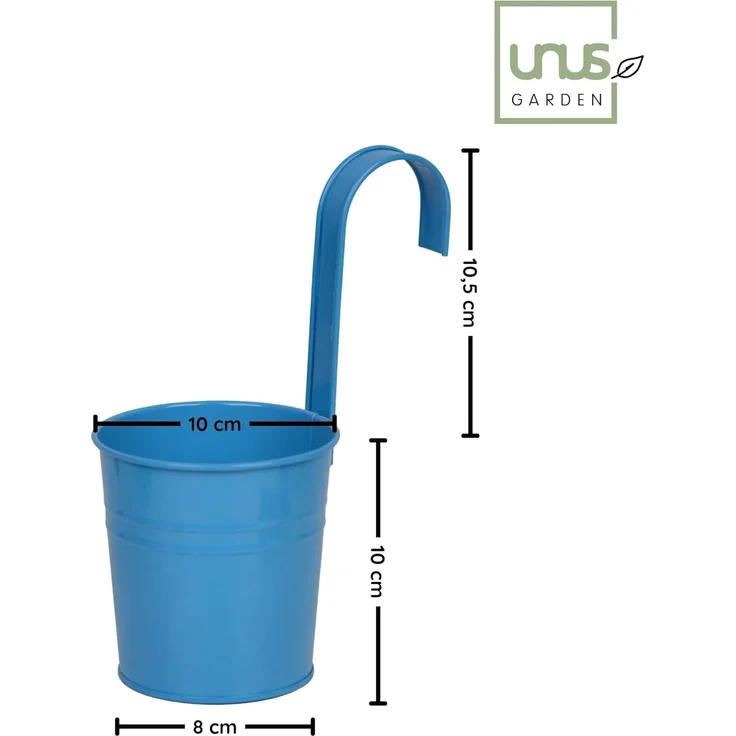 UNUS GARDEN Blumentopf Metall Blumentopf Set 10 teilig bunt Hängetöpfe mit Henkel wetterfest (Blumentöpfe 10er Set bunt hängend), blumentopf hängend, hängetopf balkon, blumentöpfe bunt, kräutertöpfe – Bild 7