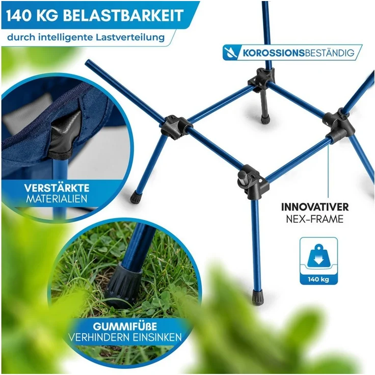 Nordmut Campingstuhl faltbar ultraleicht, klappbar leicht, Camping Outdoor, Angeln (Spar-Set, 1 St), kleines Packmaß, 140 kg belastbar, Aluminium, bequem, Trekking, Strand – Bild 4