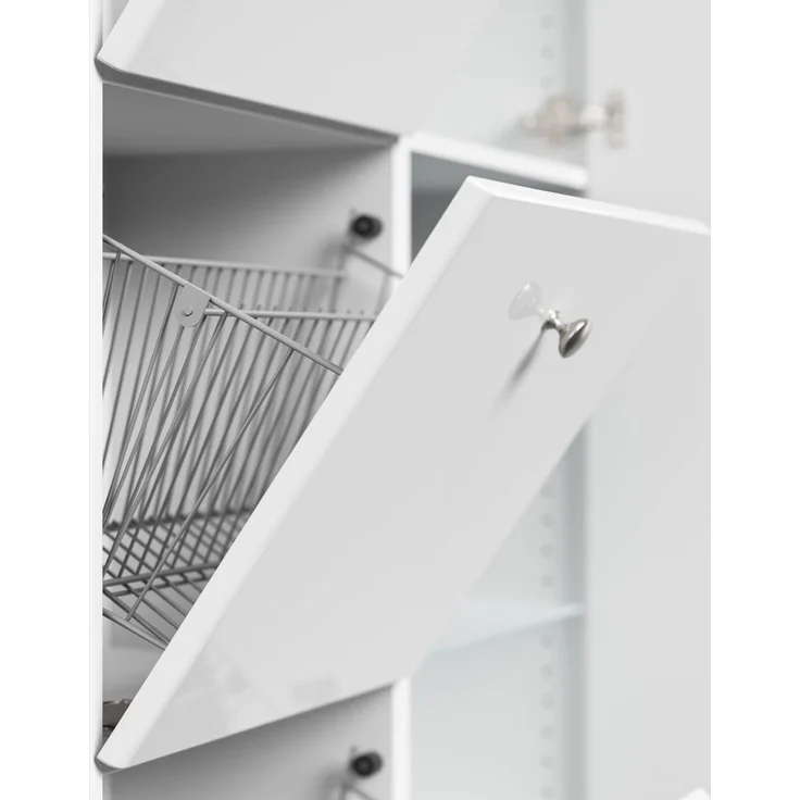 Schuhschrank Spiegel Comfort 4 Klappen 32 Paar 105x187 cm Weiss-Weiss Hgl : Weissmatt / Weiss hochglanz – Bild 6