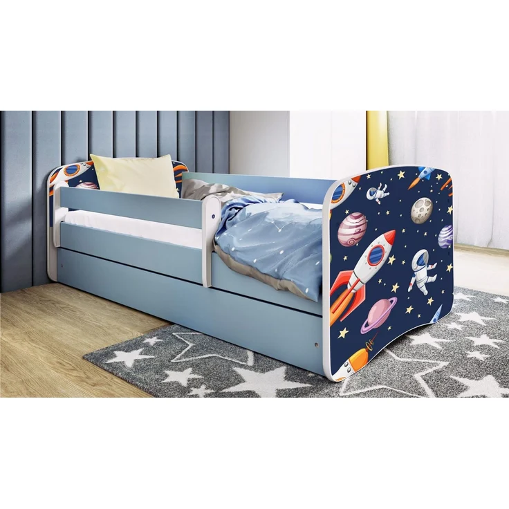 Raumhirsch Furniture Kinderbett 70x140, 80x160, 80x180 cm - Komplettset mit Matratze & Schublade (Bett für Jungs, Einzelbett für Kinder 2–12 Jahre mit Rausfallschutz), verschiedene Farben & Designs – Bild 1