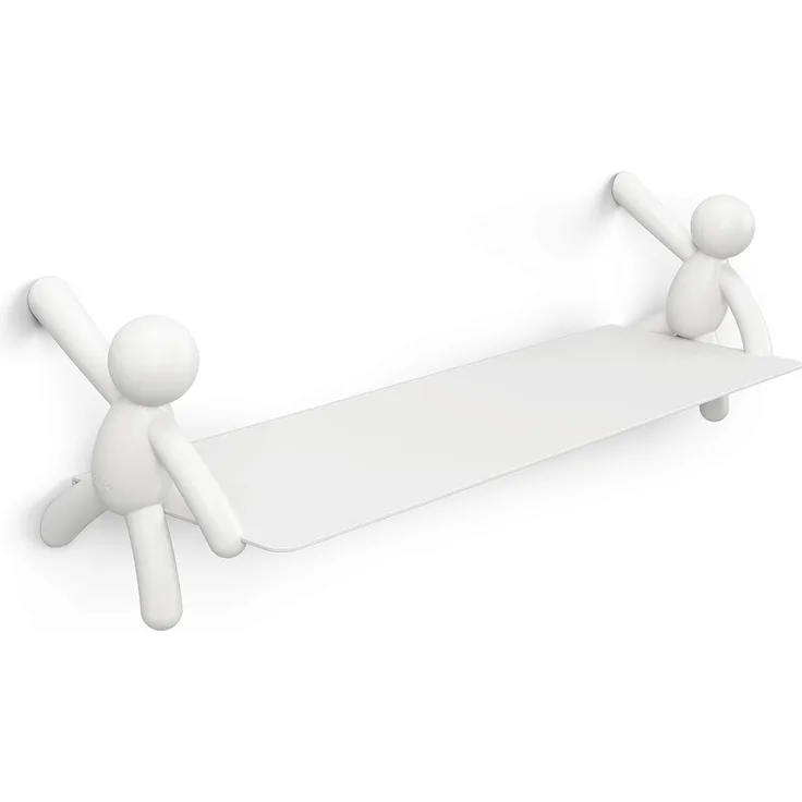 Umbra Wandregal Buddy, schwebendes Design, Stahl, Kunststoff, Weiß, 46x14 cm, 1015705-660