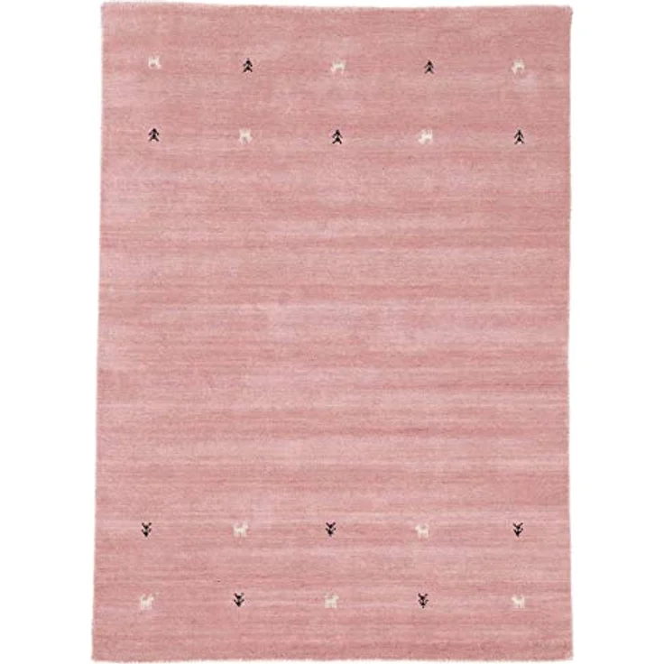 carpetfine 'Gabbeh Uni' Wollteppich, reine Wolle, Rosa, 120x170 cm – Bild 2