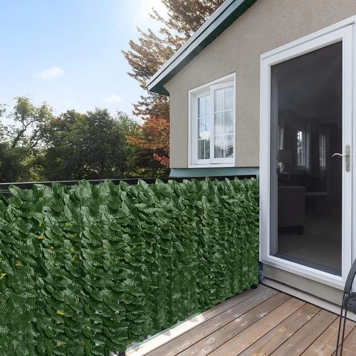Bakaji Künstliche Hecke Sichtschutz Efeu - 300x100 cm - Kunsthecke in Blätteroptik für Garten, Terrasse, Balkon - Sichtschutz für den Garten - zur Befestigung an Zaun oder Geländer – Bild 5