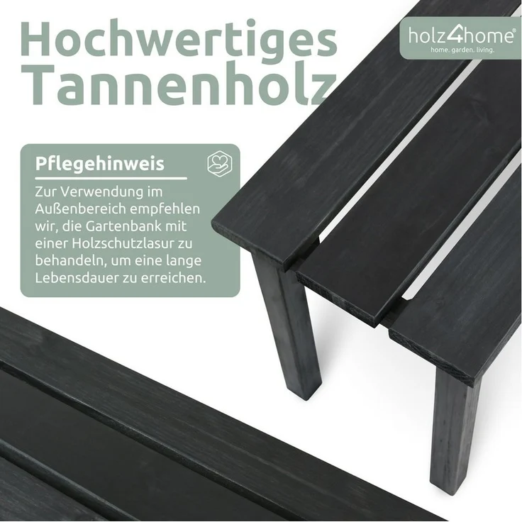 Holzbank für den Garten - Fichte - Schwarz – Bild 2