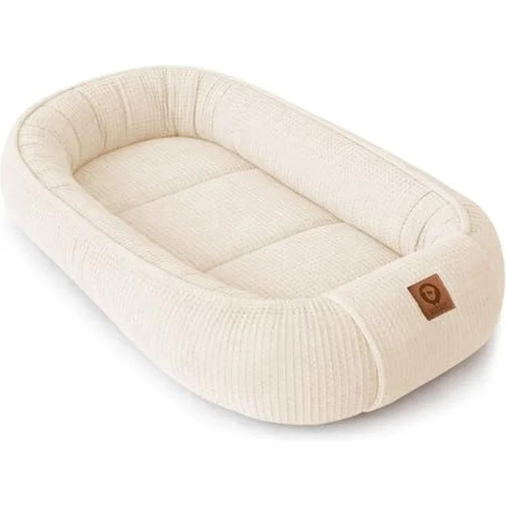 Babynestchen Neugeborene – Babynest aus Waffelpique Baumwolle – Nestchen Baby für Babybett & Kinderbett – Babykokon Tragbar – OEKO-TEX zertifiziert – Zubehör Babybett - Beige Waffelpique – Bild 1