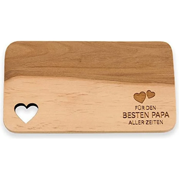 Spruchreif® Frühstücksbrett Frühstücksbrettchen aus Holz · Brotzeitbrett mit Gravur · Geschenk für Familie · Holzbrettchen mit Herzausschnitt – Bild 1