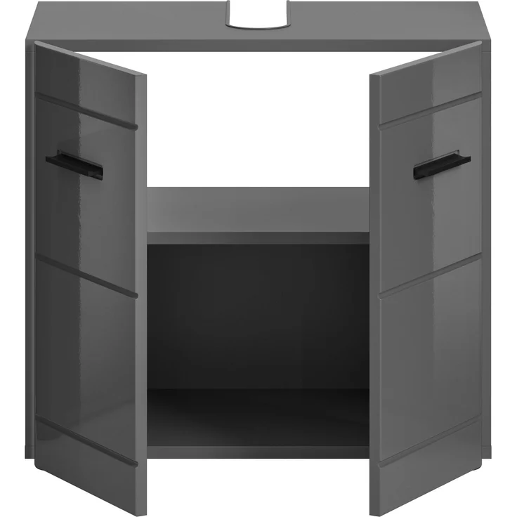 Waschbeckenunterschrank Soft - Grau / Grau Hochglanz – Bild 3