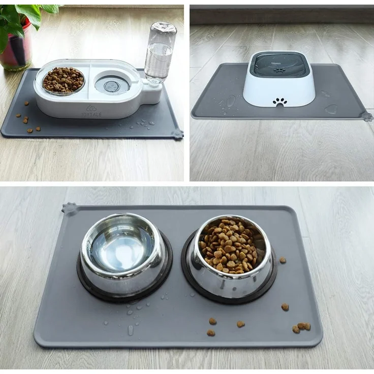 Joytale Napfunterlage für Hund und Katze rutschfest, Silikon grau, 47x30 cm – Bild 4