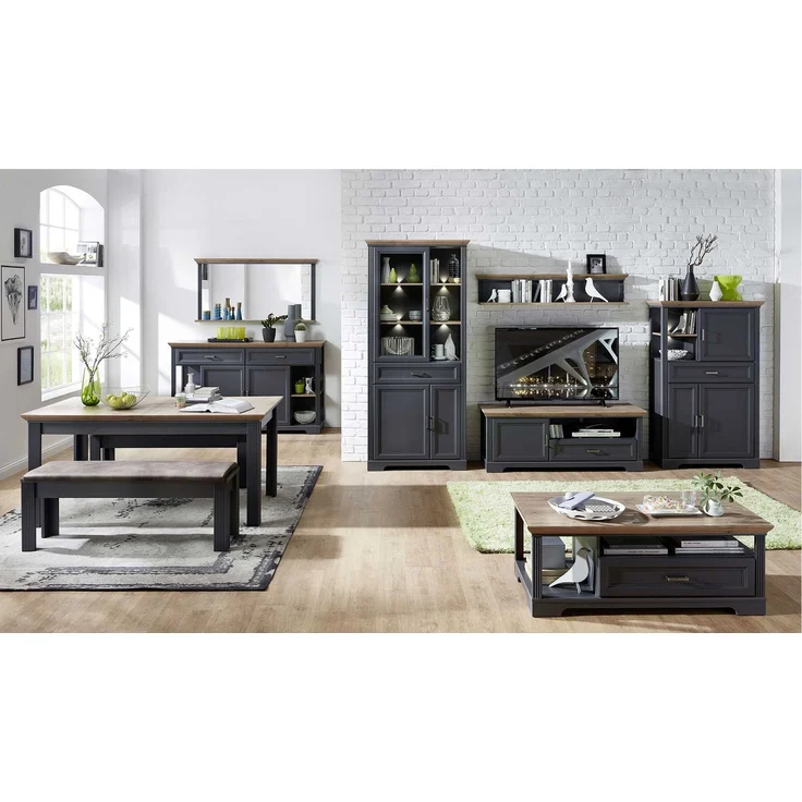 Sideboard Jena / Jasmin, Holzwerkstoff, Grau, Schwarz, 171 x 102 x 48 cm – Bild 3