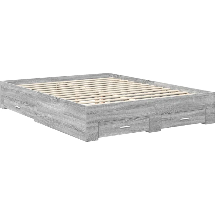 vidaXL Bettrahmen Graues Sonoma 150 x 200 cm Holzwerkstoff 3409978 – Bild 5