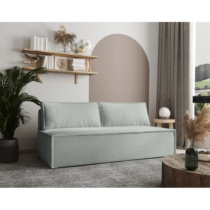 Sofa Designersofa AMANDA 3-Sitzer mit Schlaffunktion in Stoff Zoom Mintgrün – Bild 1