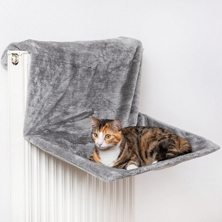 Canadian Cat Company Katzenliege Heizkörper Liegemulde XL, hellgrau, 60 x 40 x 30 cm, Heizungsliege für grosse Katzen, verstellbar – Bild 5