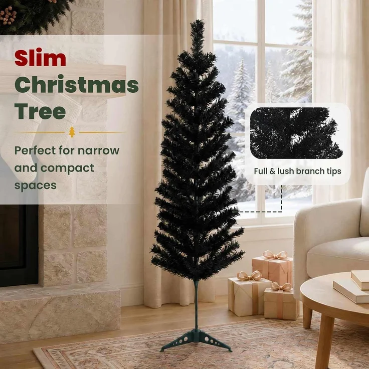 vidaXL Künstlicher schlanker Weihnachtsbaum 150 cm PVC und Stahl 42055251 – Bild 4