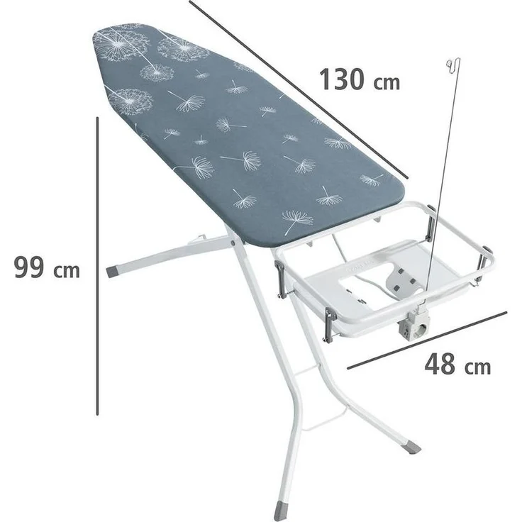 WENKO Bügeltisch Professional - extra breit, geeignet für Dampfbügelstationen, absenkbare Ablage, pulverbeschichtetes Metall, 130 x 99 x 48 cm – Bild 10