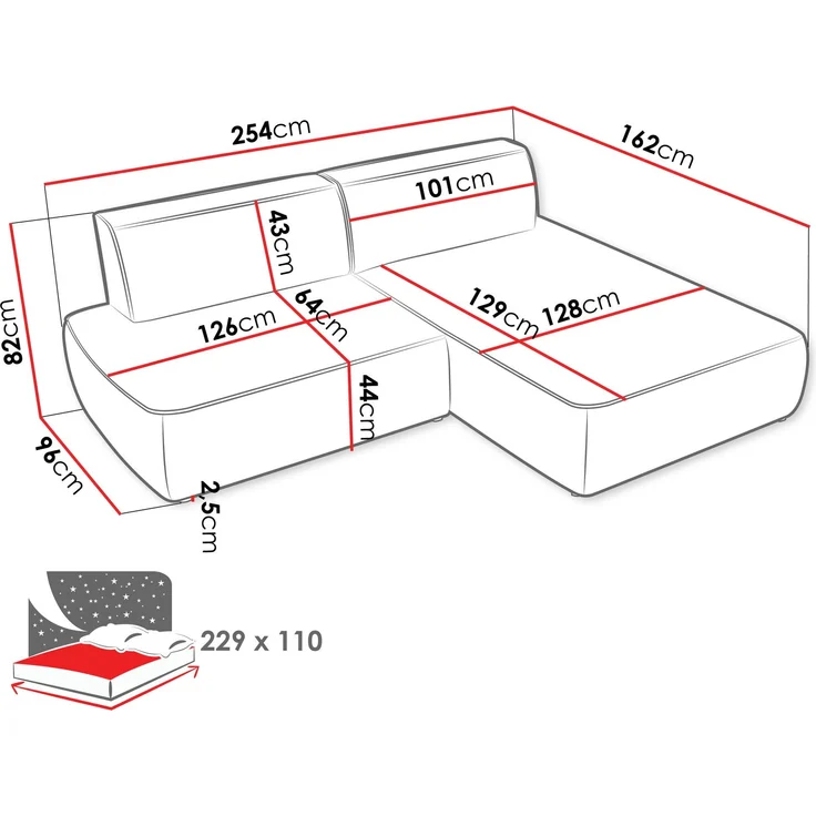 Ecksofa Zuno (Farbe: Velo 633, Seite: Links) – Bild 6