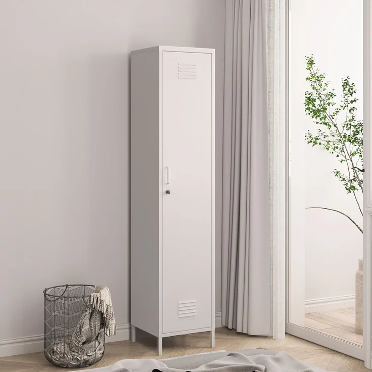 Kleiderschrank Seinäjoki 180x38x38 cm Weiß [en. casa]