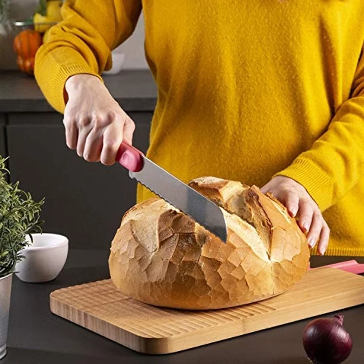 Trebonn Artu Schneidbrett Bambus 43x24 cm & Brotmesser – Bild 4