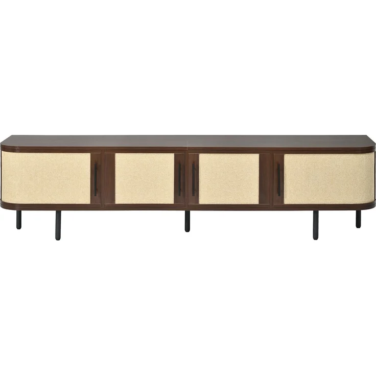 ZUBALIYA Wohnwand Set TV-Lowboard & Sideboard mit Geflechtfront / MDF-Korpus, MDF-Korpus, 120.00 x 40.00 x 82.00 cm, fürs Wohnzimmer, mit Schubladen, mit Stauraum, Samt, Walnuss – Bild 13