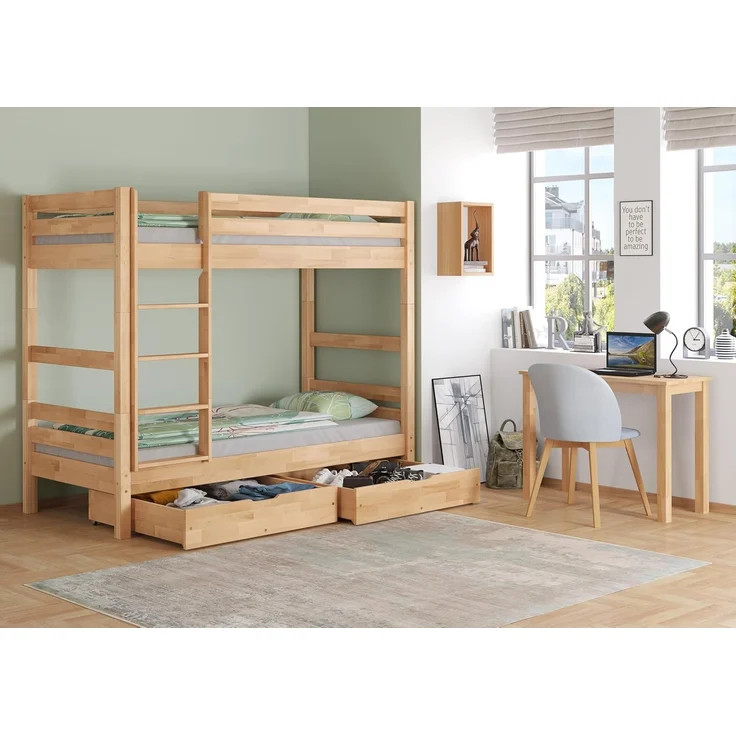 Bettkasten zweiteilig aus Buche als Staukasten für unsere Betten - Buche farblos lackiert 90.10-BS37 – Bild 5