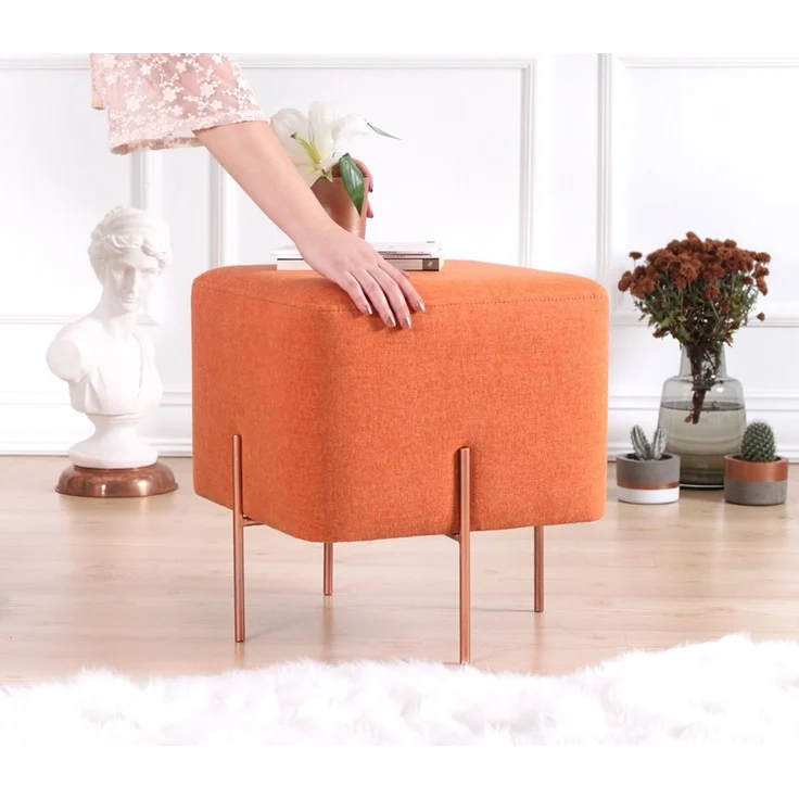 Hanah Home 'Copper 53 - Orange' Pouffe, Orange, 40 x 42 x 40 cm – Bild 4
