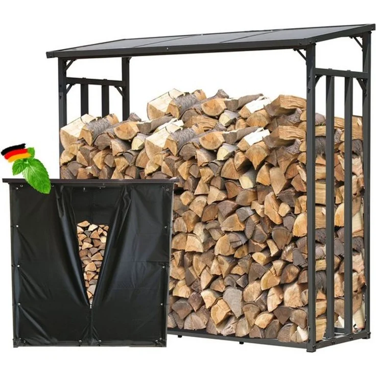 Quick Star Kaminholzregal Außen Metall Basic, Mehrere Größen, Mit / Ohne Wetterschutz, BxTxH:185x70x185 cm, (1-St) – Bild 4