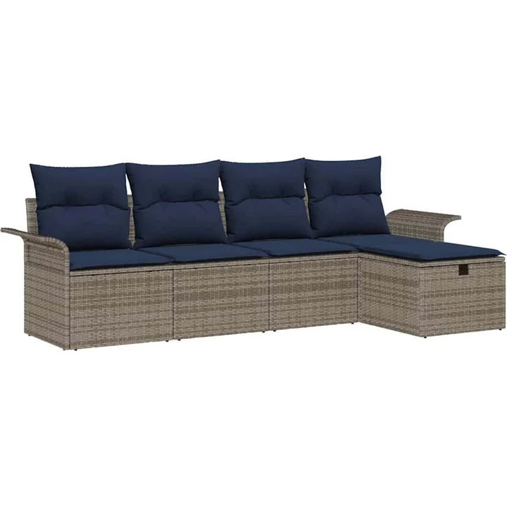 vidaXL Gartensofa-set mit Kissen mit Speicher 5 pcs Poly Rattan 3360196 – Bild 2