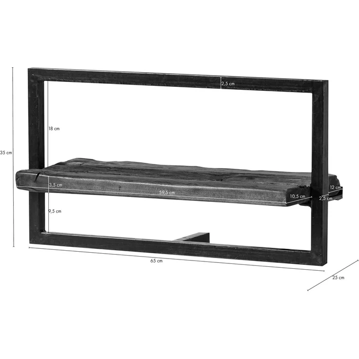 Wandregal Altholz 65x25x35 braun lackiert SEVILLA #08 – Bild 8