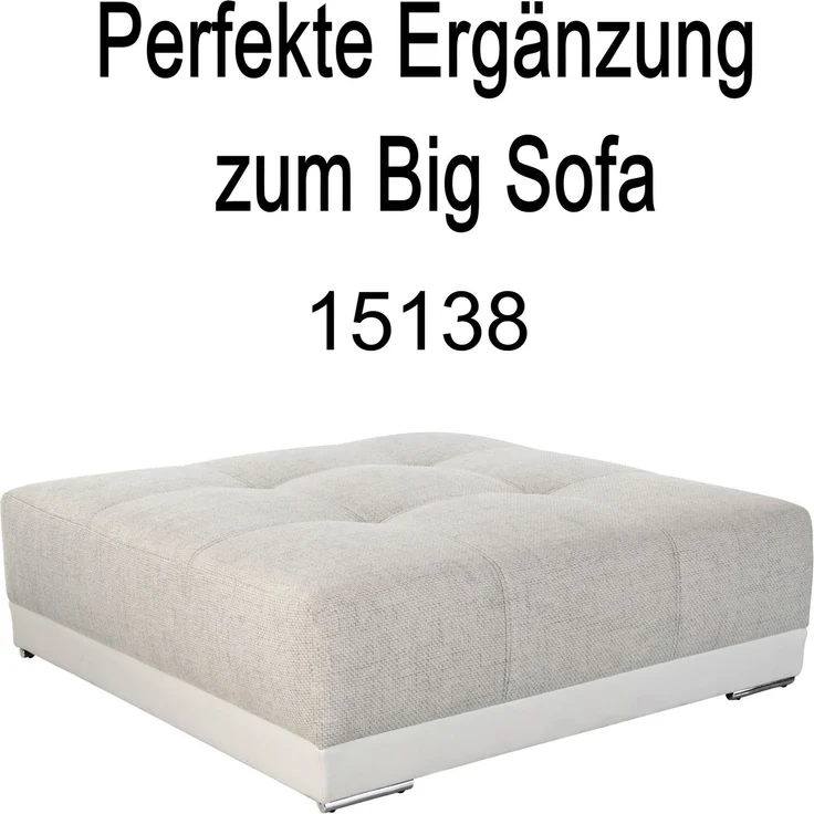 Big-Sofa XXL 306 cm Federkern Lounge Couch Kunstleder Weiß und Stoff Grau Beige – Bild 7