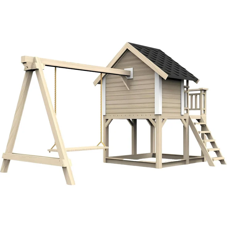 Xlmoebel Spielturm mit Schaukel, Rutsche und Hütte, Vielseitiger Holzspielplatz, Hergestellt in Europa