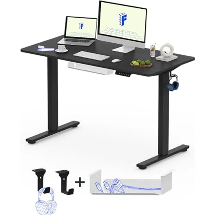 FLEXISPOT Höhenverstellbarer Schreibtisch Basic Plus 100x60 cm mit Haken und Memory-Handsteuerung-Sitz-Stehpult für Büro & Home-Office (Schwarz) – Bild 2