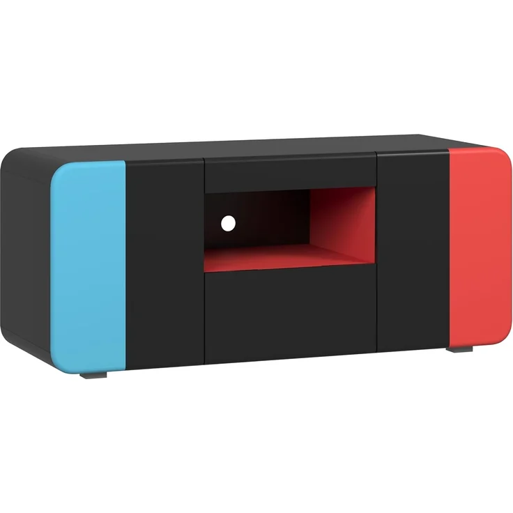 trendteam smart living - Level Up - TV-Schrank - Schwarz/Rot/Blau - Gaming-Lowboard passend für z.B. Nintendo Switch - (BxHxT) 115 x 49 x 42 cm - Mit verdeckten Griffmulden und Softclose-Türen – Bild 1