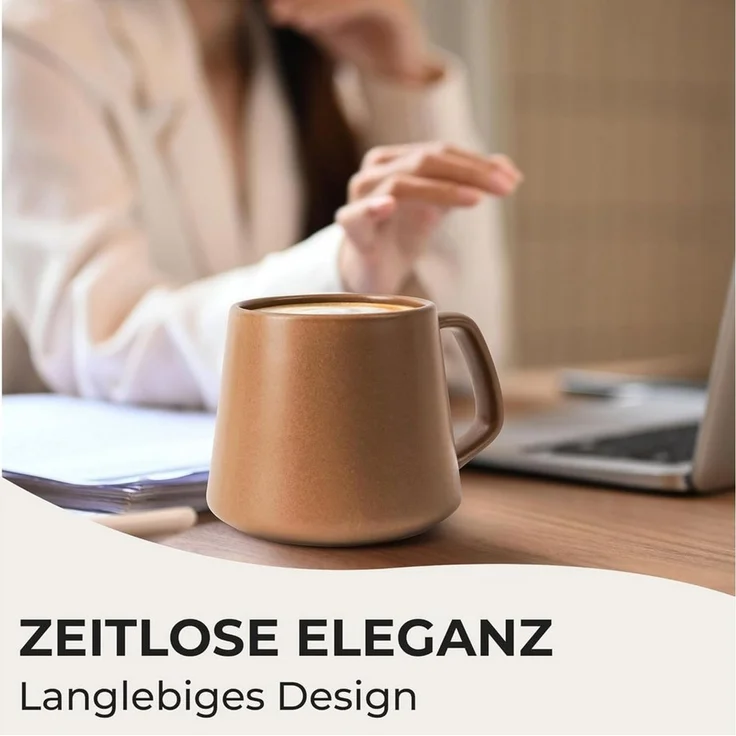 MiaMio Tasse Luxe Kaffeebecher 420 ml Evergreen, 4-tlg, Keramik – Bild 4