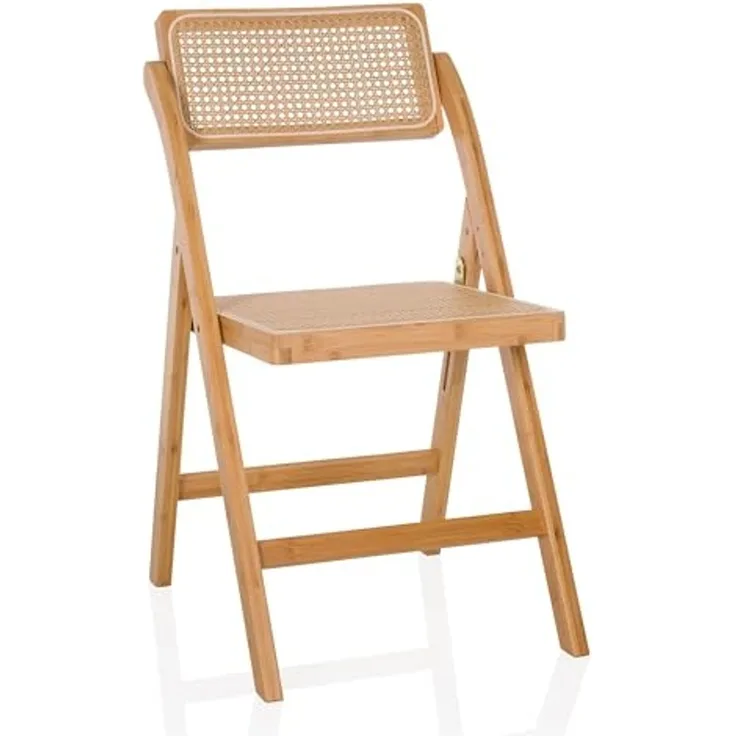 hjh LIVING Klappstuhl Klappstuhl TUDELA BAMBOO Bambus, Rattan, Stuhl klappbar aus Bambus mit Wiener Geflecht, Holzklappstuhl