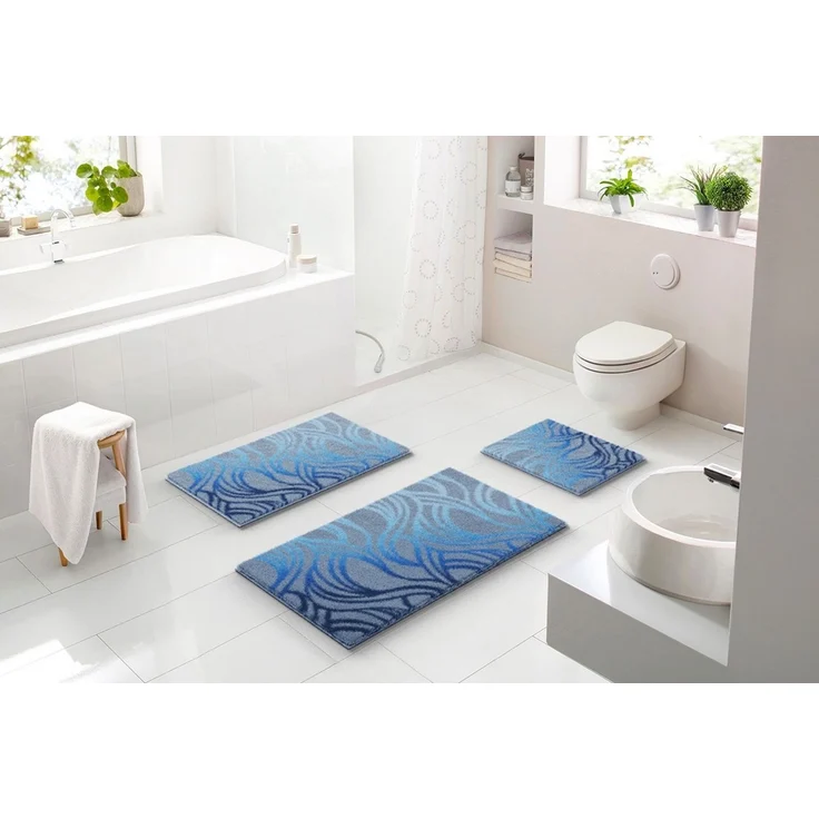 Badematte >MAYRA< in blue, 100% Polyacryl SUPERSOFT - 120x70x1,8cm (LxBxH) – Bild 2
