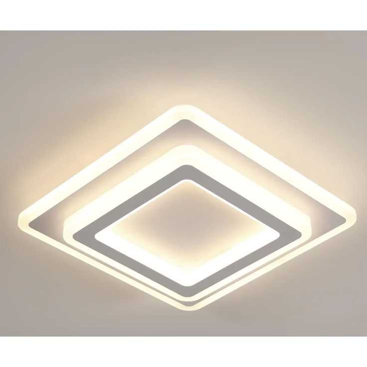 Goeco Quadratisch Deckenleuchte LED 44W LED Deckenlampe Wohnzimmer Moderne aus Metal 4500K Neutrales Licht LED Lampen Deckenbeleuchtung Acryl für Flur, Küche, Schlafzimmer, Weiß 29x29 cm – Bild 1