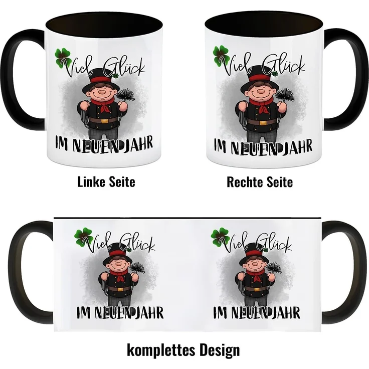 speecheese Tasse Viel Glück Kaffeebecher mit Schornsteinfeger – Bild 4