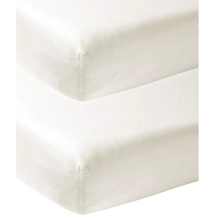 Meyco Baby Uni Spannbettlaken 2er Pack für das Kinderbett (Bettlaken mit weicher Jersey-Qualität, aus 100% Baumwolle, perfekte Passform durch Rundum-Gummizug, Maße: 60x120 cm), Cremeweiß
